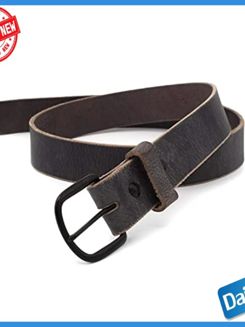 Men's Full Grain Leather Belt Size 34 Heavy Duty Casual Everyday Wear